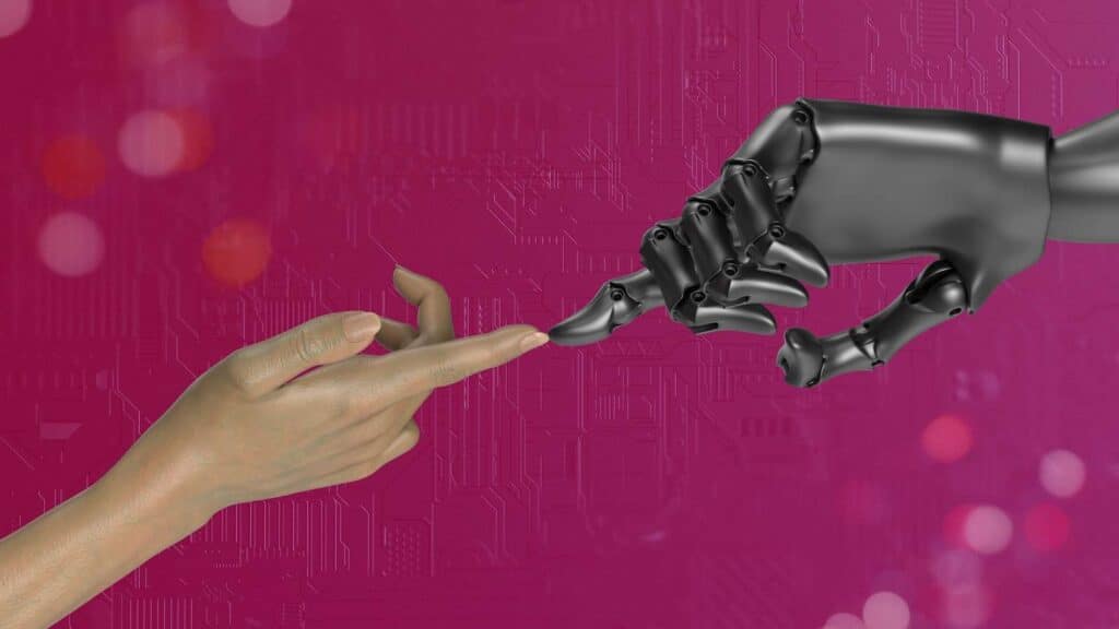 How Secure Is Our Communication in the Age of AI? 1 two hands touching each other in front of a pink background