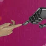 How Secure Is Our Communication in the Age of AI? 3 two hands touching each other in front of a pink background