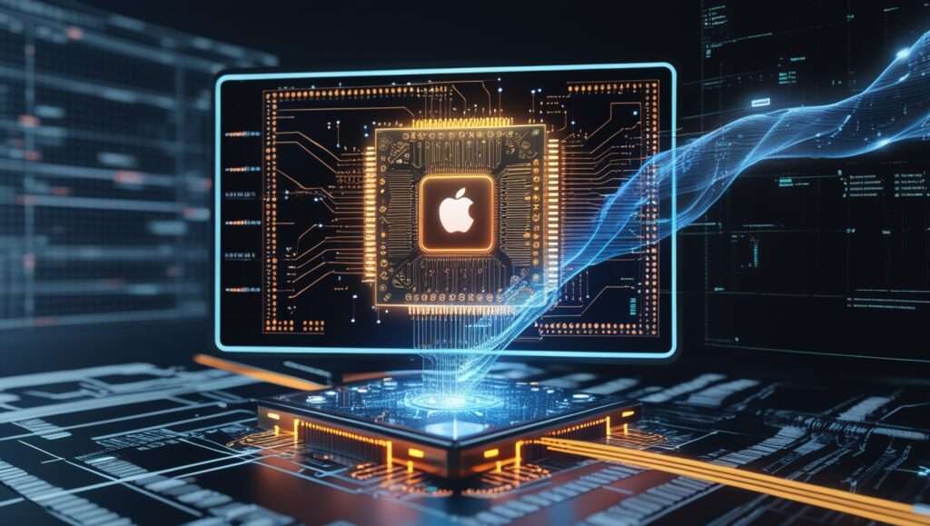 Metal 4 Debuts with AI‑Powered Graphics API 6 AI-powered Apple Metal 4 GPU rendering real-time graphics with neural data streams